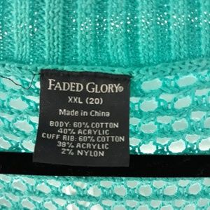 Faded Glory Sweaters - Adorable Aqua shrug, XXL/20 Faded Glory Sweaters - Adorable Aqua shrug, XXL/20